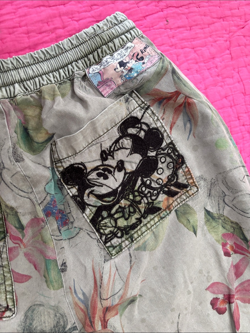Desigual Olive Green Floral Drawstring Chinos, S - Picture 7 of 9